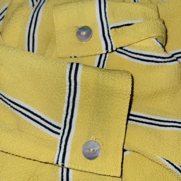 Anthropologie Fig & Flower Floral Yellow longSleeve Button Blouse Tunic Top PL - Picture 11 of 13